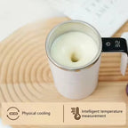 380ML Mini Elektrische Kaffeetasse Rotierenden Mixer Mit Abdeckung Automatische Mischbecher Wärmer LED Temperatur Display