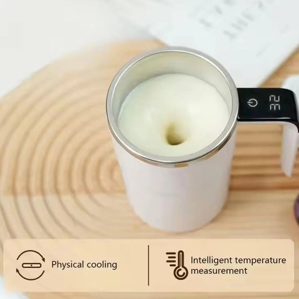 380ML Mini Elektrische Kaffeetasse Rotierenden Mixer Mit Abdeckung Automatische Mischbecher Wärmer LED Temperatur Display