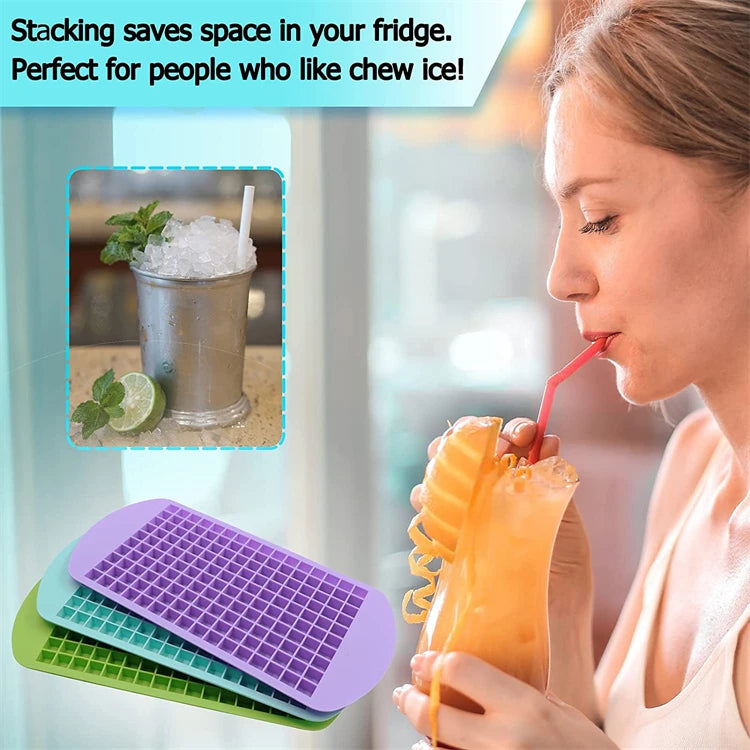 LMETJMA Mini-Eiswürfelformen aus Silikon, 160 zerkleinerte Eiswürfelformen, leicht zu lösender kleiner Eiswürfel zum Kühlen von Whiskey-Cocktails JT42