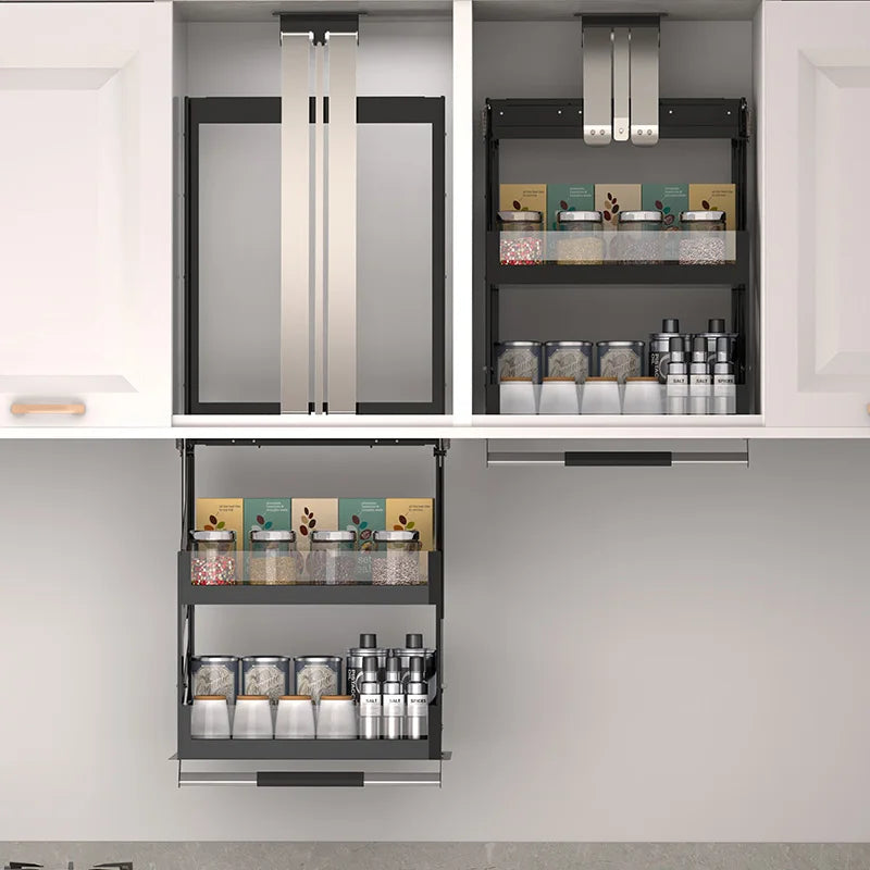 Hebekorb, Küchenschrank, vertikaler Pull-Down-Typ, auf und ab Puffer, Gewürzkorb, Gestell