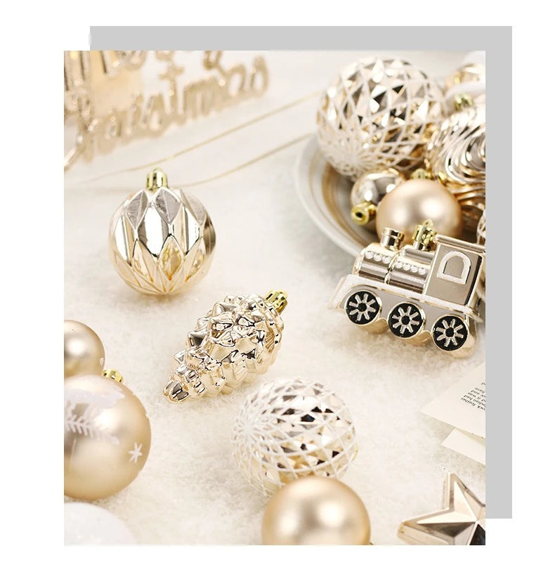 65PCS Champagner Gold Weihnachtskugel Dekorationen Matt Glänzend Wasser Welligkeit Design Weihnachtskugeln Weihnachtsbaum DIY Dekorationen