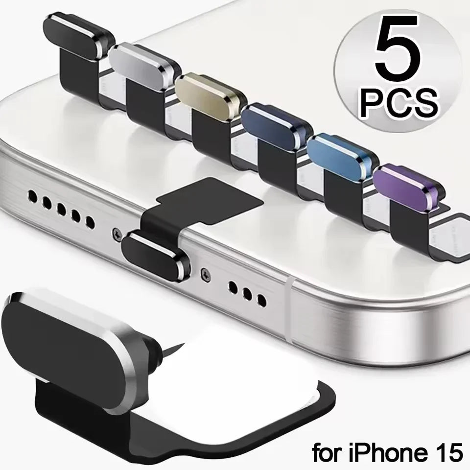 USB-C Staubschutz aus Metall – Selbstklebend, für iPhone 15 & Samsung, 1 oder 5 Stück