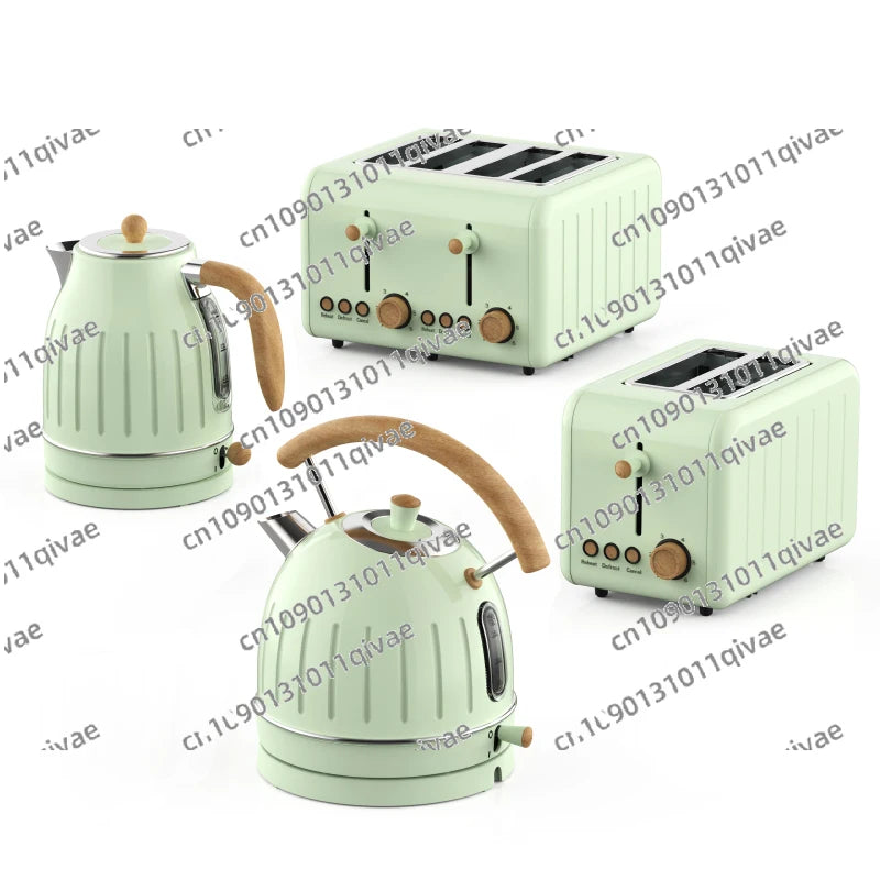 Retro-Frühstücksset, Geräte, 4-Scheiben-Toaster, elektrischer Wasserkocher und Toaster-Set, Saftmixer