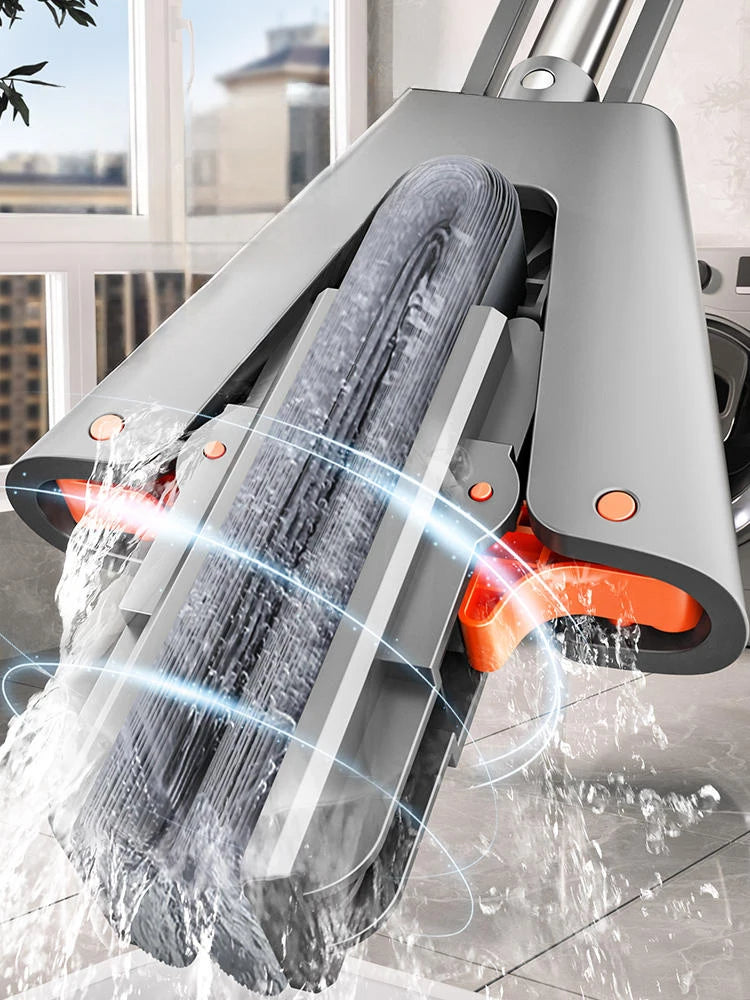 Gepresster selbstentleerender Gummi-Baumwollmopp, freihändiger magischer selbstreinigender Flachmopp, wiederverwendbarer Schwamm, Haushalts-Bodenreinigungswerkzeug