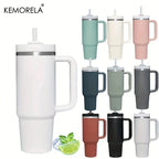 KEMORELA 30 & 40 oz Becher mit Griffdeckel Stroh 887/1182 ml Edelstahl Wasserflasche Vakuum Thermoskanne Tasse Reise Auto Kaffeetasse