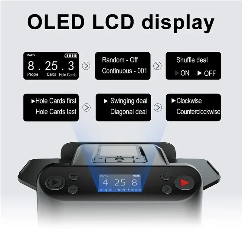 Vollautomatische Kartenausgabemaschine – OLED-Display, 5200 mAh, bis 12 Spieler | Poker & Party