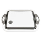 Zusammen klappbares Schneidebrett mit Sieb Multifunktions-Silikon-Falt schneide brett Geschirr wanne Becken Sieb Aufbewahrung skorb