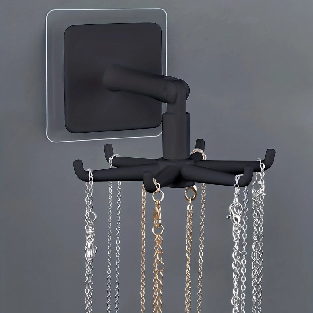 Multifunktional 360° °   Drehbarer Schmuck- und Küchen-Aufbewahrungshaken – an der Wand montierter Zubehör-Finisher, quadratisches Kunststoff-Design