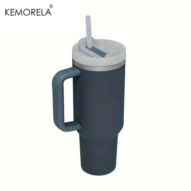 KEMORELA 30 & 40 oz Becher mit Griffdeckel Stroh 887/1182 ml Edelstahl Wasserflasche Vakuum Thermoskanne Tasse Reise Auto Kaffeetasse