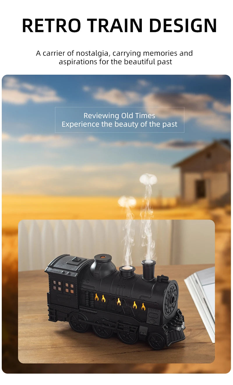 Kreativer Vintage-Zug-Lokomotive-Luftbefeuchter, Aroma-Diffusor, Sprühgerät mit Quallen-Rauchring für die Aromatherapie mit ätherischen Ölen
