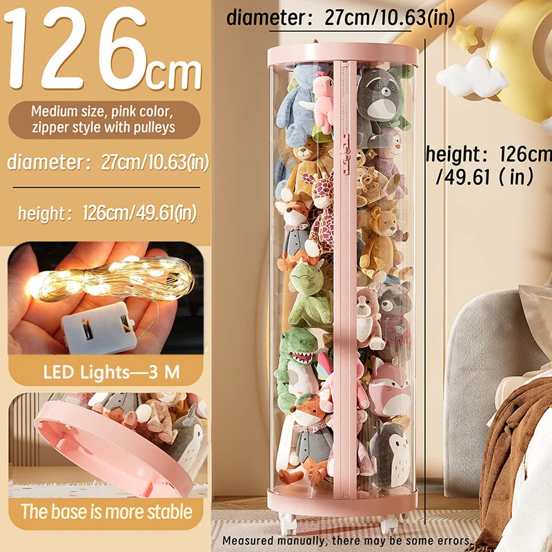 Transparente Puppe Lagerung Box Plüsch Spielzeug Organisation Spielzeug Lagerung Rohr DIY Zipper Bins Kind Weihnachten Geschenk kinder Spielzeug Organizer