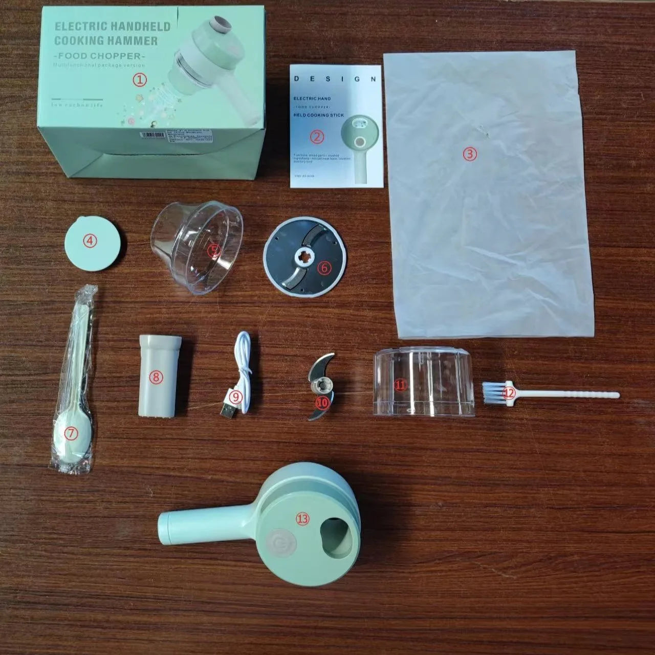 Elektrischer Gemüseschneider-Set, handgeführt, kabellos, Knoblauchstampfer, Lebensmittelzerkleinerer, Fleischwolf, Maschine, Schälen, Scheibe, Küchenzubehör