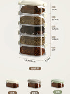 Mehrschichtige Gewürz-Aufbewahrungsbox, tragbar, kleine All-In-One-Zange, Küche, transparente Gewürze, Bohnen, Nüsse, Körner, Vorratsgläser