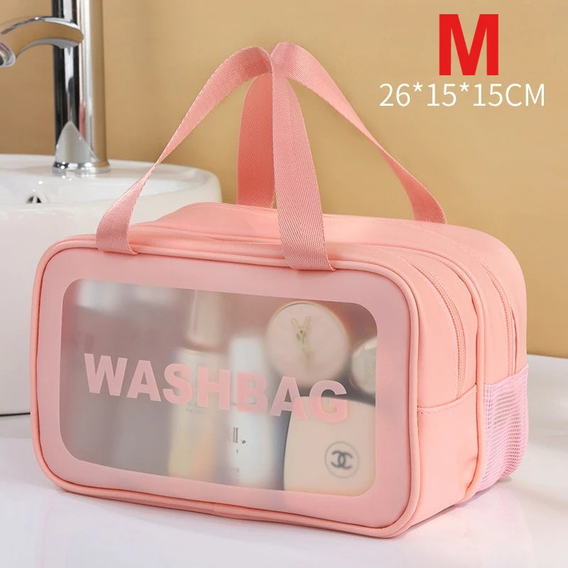Transparente Kulturtasche mit Nass-Trocken-Trennung, M/L