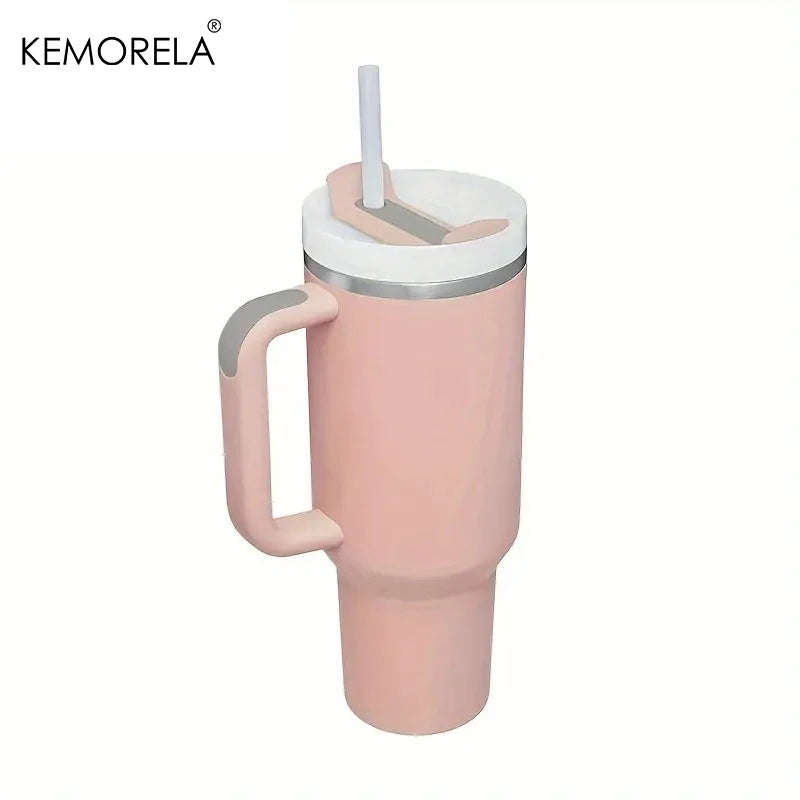 KEMORELA 30 & 40 oz Becher mit Griffdeckel Stroh 887/1182 ml Edelstahl Wasserflasche Vakuum Thermoskanne Tasse Reise Auto Kaffeetasse