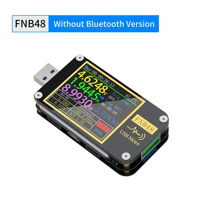 FNB58 USB-Tester, Voltmeter, Amperemeter, Typ C, Schnellladungserkennung, Auslöser, Kapazitätsmessung, Welligkeitsmessung