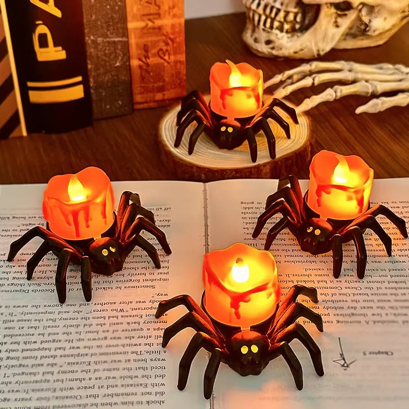 Halloween LED-Spinnenlampe – Leuchtende Kürbis-Spinnen-Kerze | 1, 3, 5, 8 oder 10 Stück