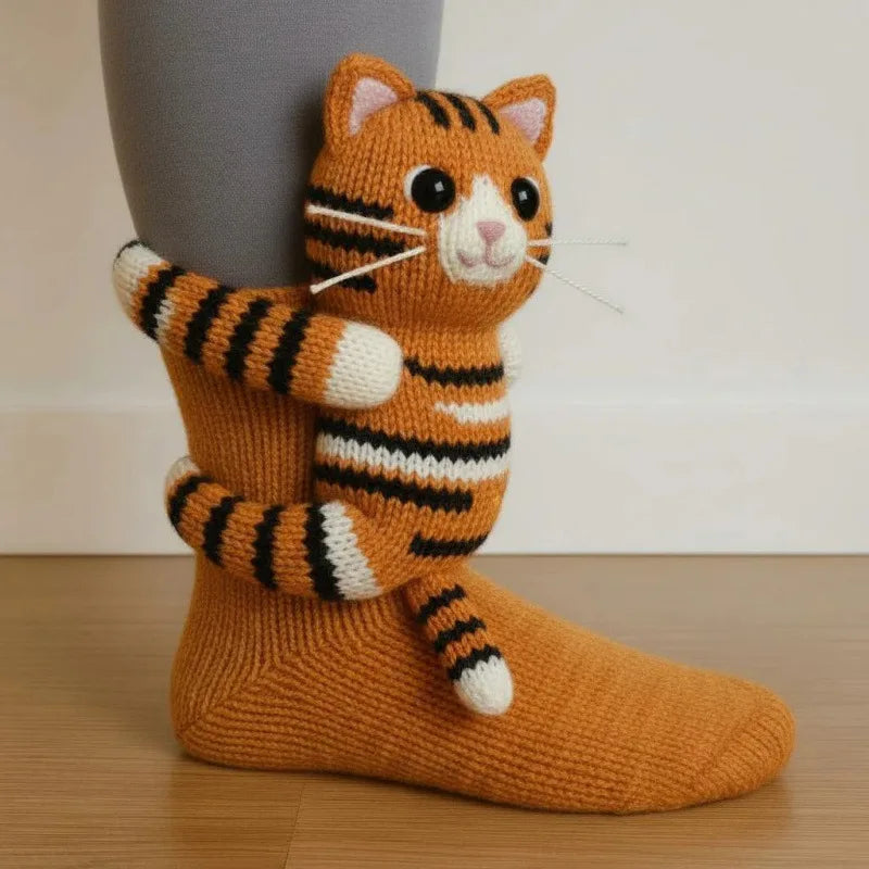 Neue 3D Stricken Tier Socken Hand Gehäkelte Doppel Schicht Neuheit Boden Socken Anti-Schweiß Warme Winter Socken Erwachsene Kind weihnachten Geschenk