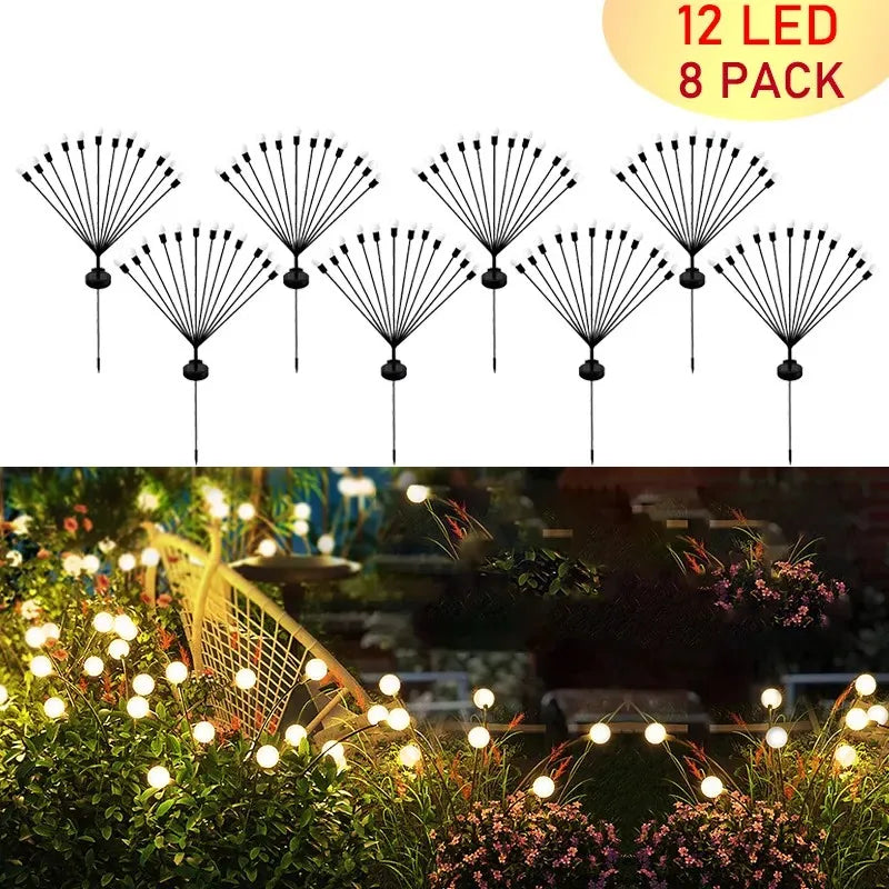 12LED Solar Glühwürmchen Lichter Solar Garten Feuerwerk Licht Im Freien Wasserdichte Wiegenden Licht für Hof Terrasse Pathway Dekoration