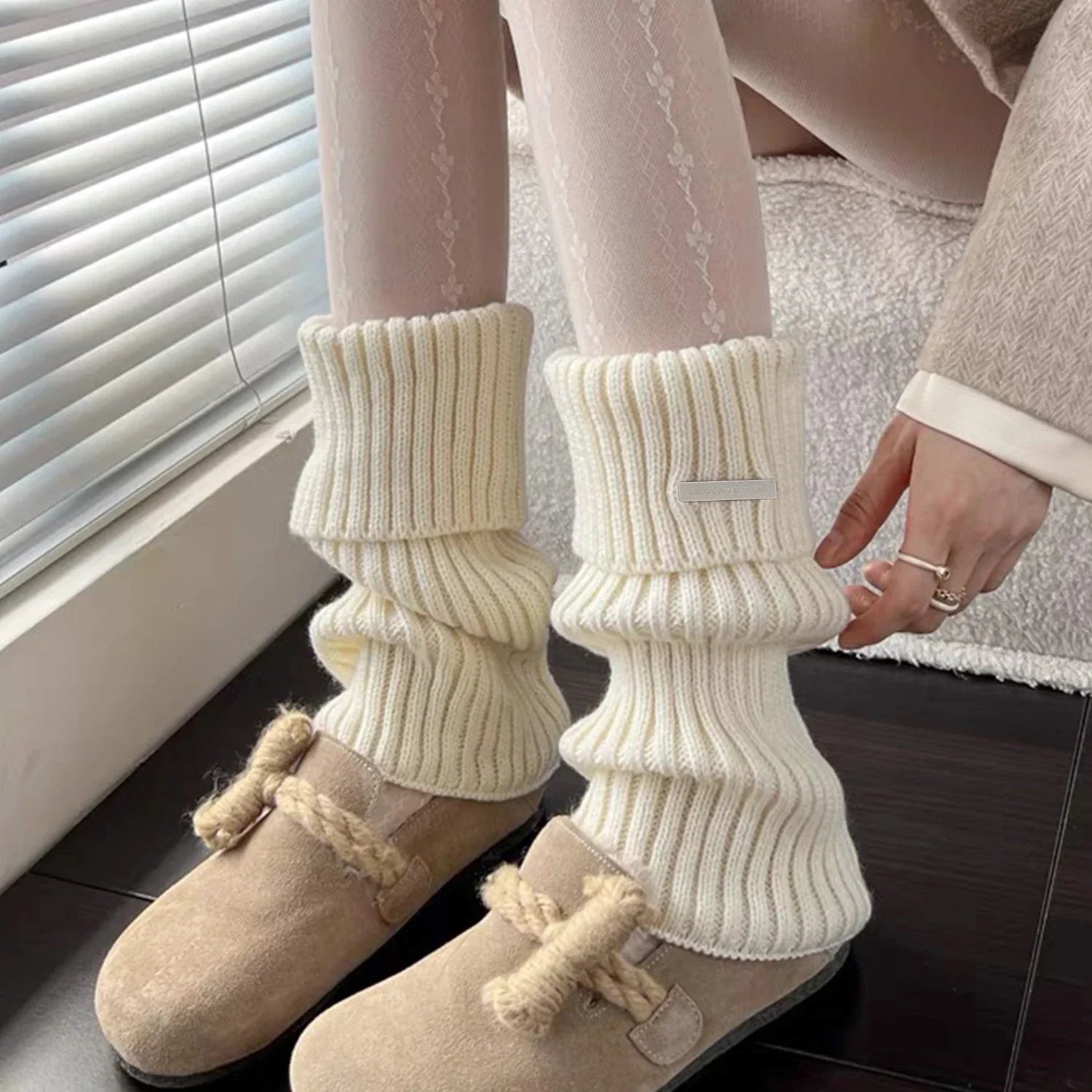 Neue gestrickte Lolita JK Beinwärmer, Damen lange Socken, Herbst, Winter, Wolle Fußabdeckung, Armwärmer, Y2K Crochet, Heap Socke, Stiefelmanschetten