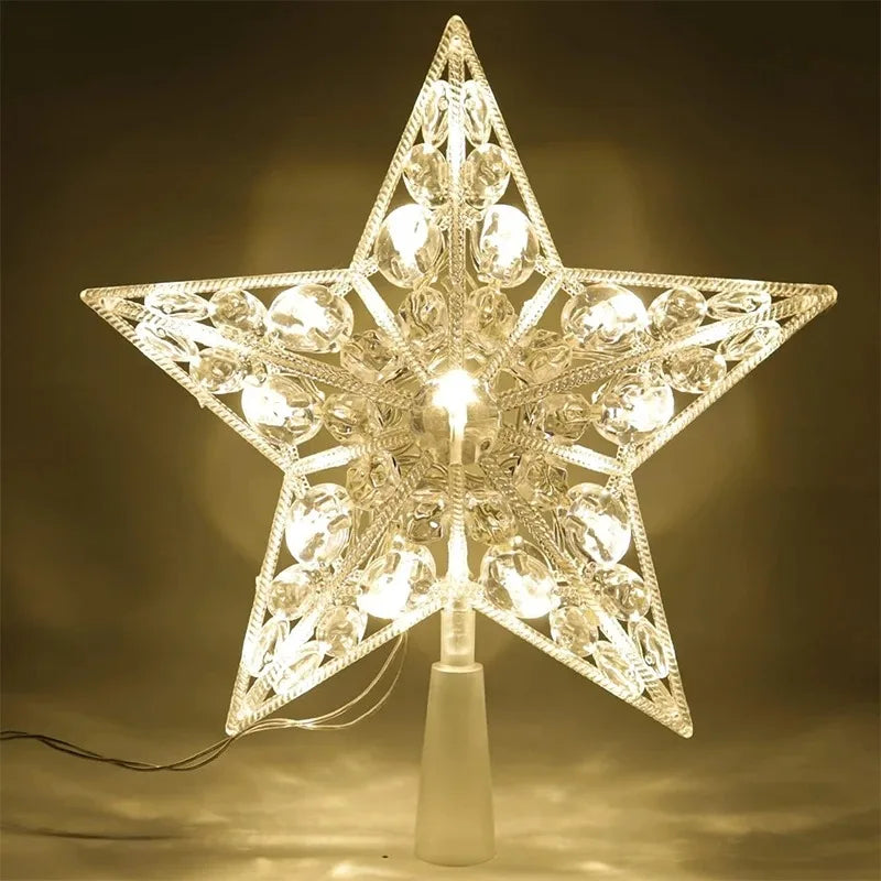 15 cm Weihnachten Leuchtende Baum Topper fünfzackigen Stern Transparente LED Glänzende Lampe Weihnachten Bunte TopStar Ornamente Navidad decora