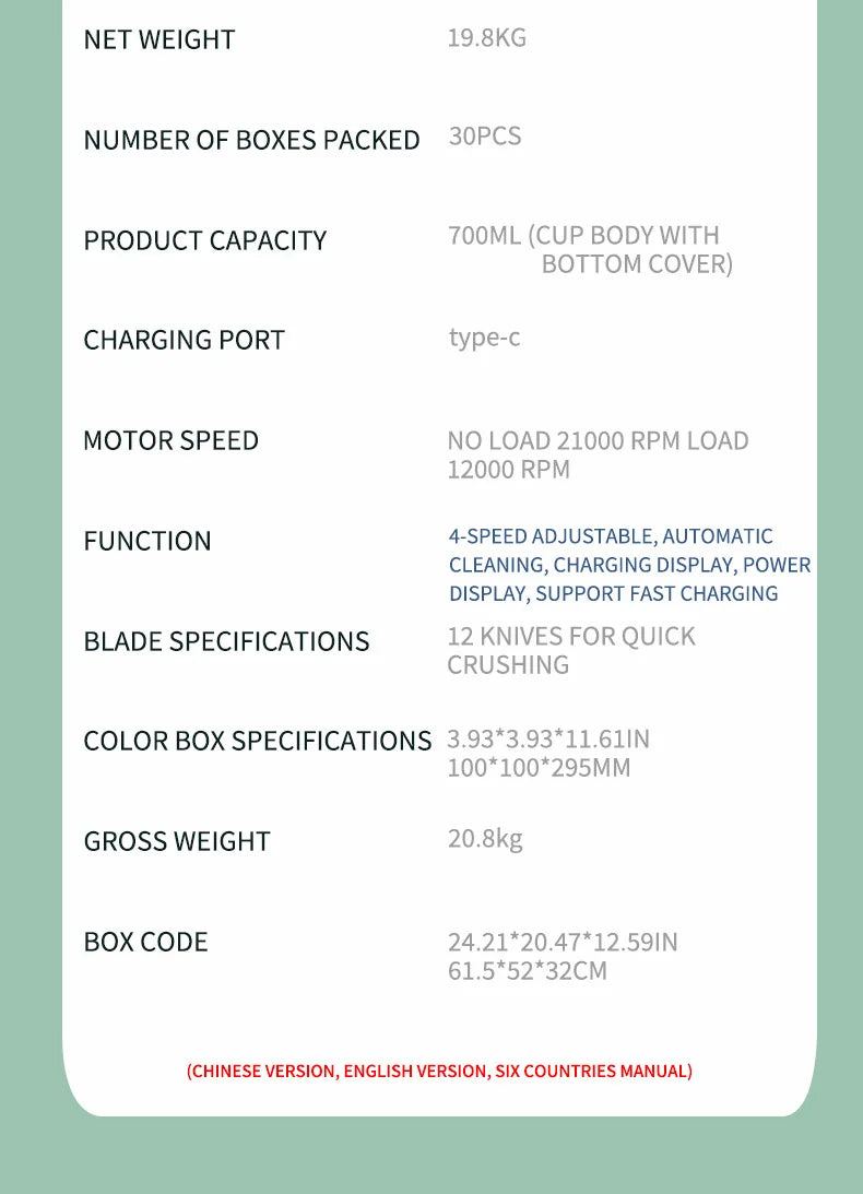 Neuer tragbarer Saftbereiter-Mixer für Shakes, Smoothies, 700 ml, mehrere Farben, 12 Klingen, schnelles Mischen, 2-in-1-Mixer, Flaschen-Entsafter