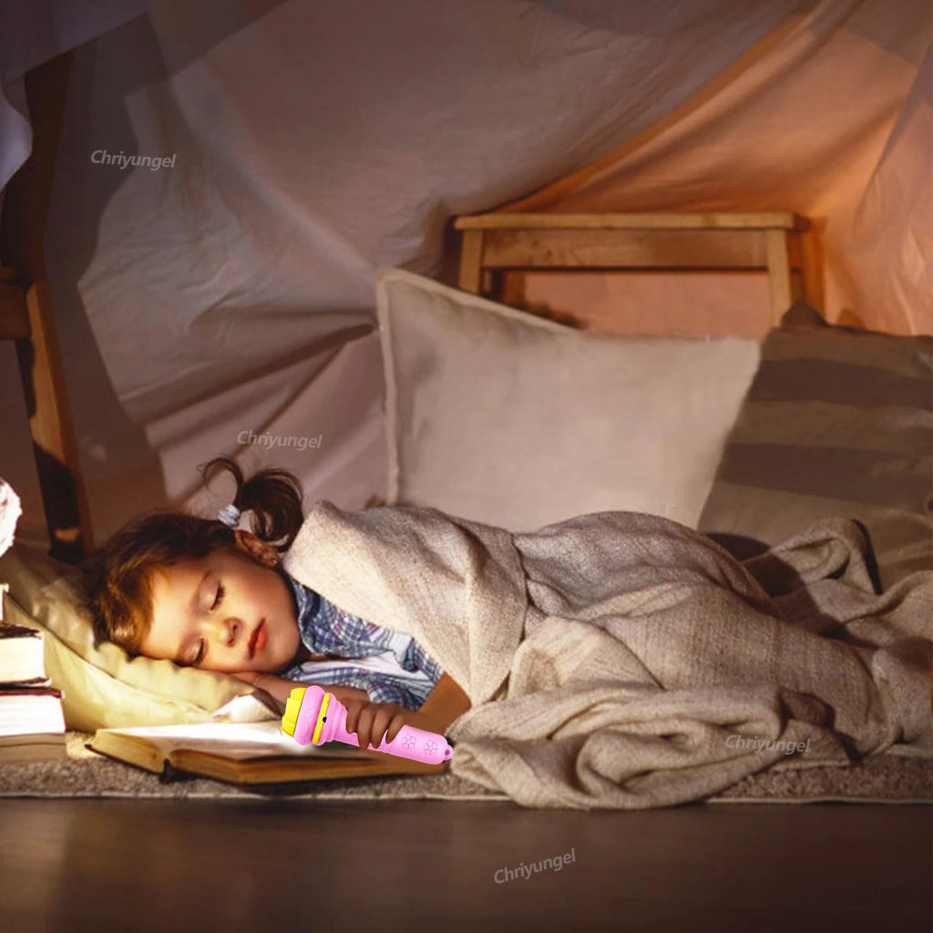 10-Karten-Cartoon-Projektions-Taschenlampe, 80 Muster, kreative Kinder-Taschenlampe, Spielzeugprojektor, Babyspielzeug, Gute-Nacht-Geschichten-Buch-Spielzeug