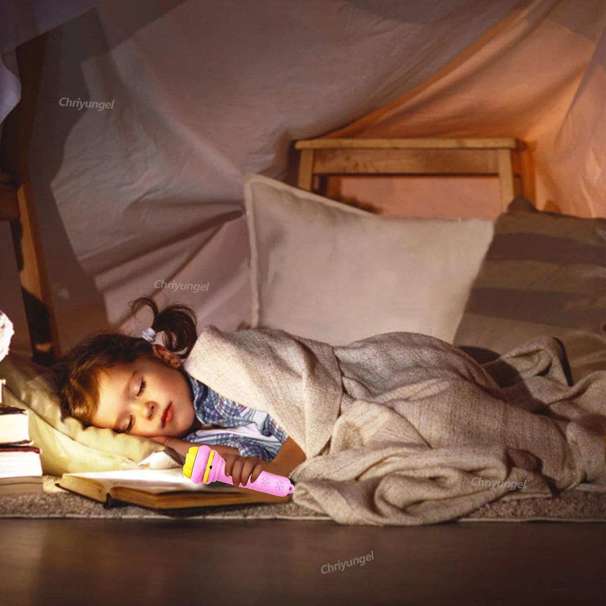 10-Karten-Cartoon-Projektions-Taschenlampe, 80 Muster, kreative Kinder-Taschenlampe, Spielzeugprojektor, Babyspielzeug, Gute-Nacht-Geschichten-Buch-Spielzeug