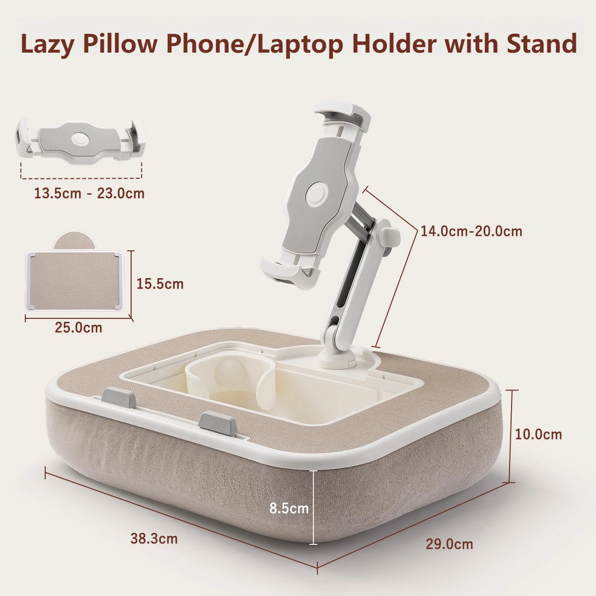 Oatsbasf Kissenständer mit Stauraum 360° °   Drehbarer Clip-Ständer für 4,7–13 Zoll große Telefon-Tablets, Kindle 15 Zoll Laptop-Kissen, Schoßschreibtisch