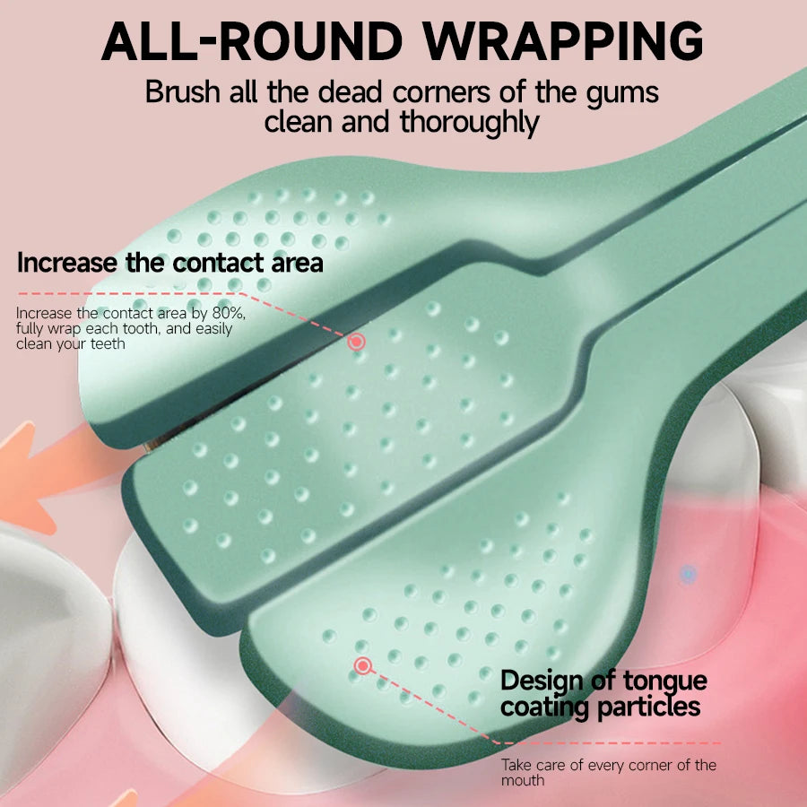3D-Handzahnbürste Dreiseitige U-förmige weiche Zahnbürste für die umfassende Mundreinigung für Erwachsene (Farbe zufällig)