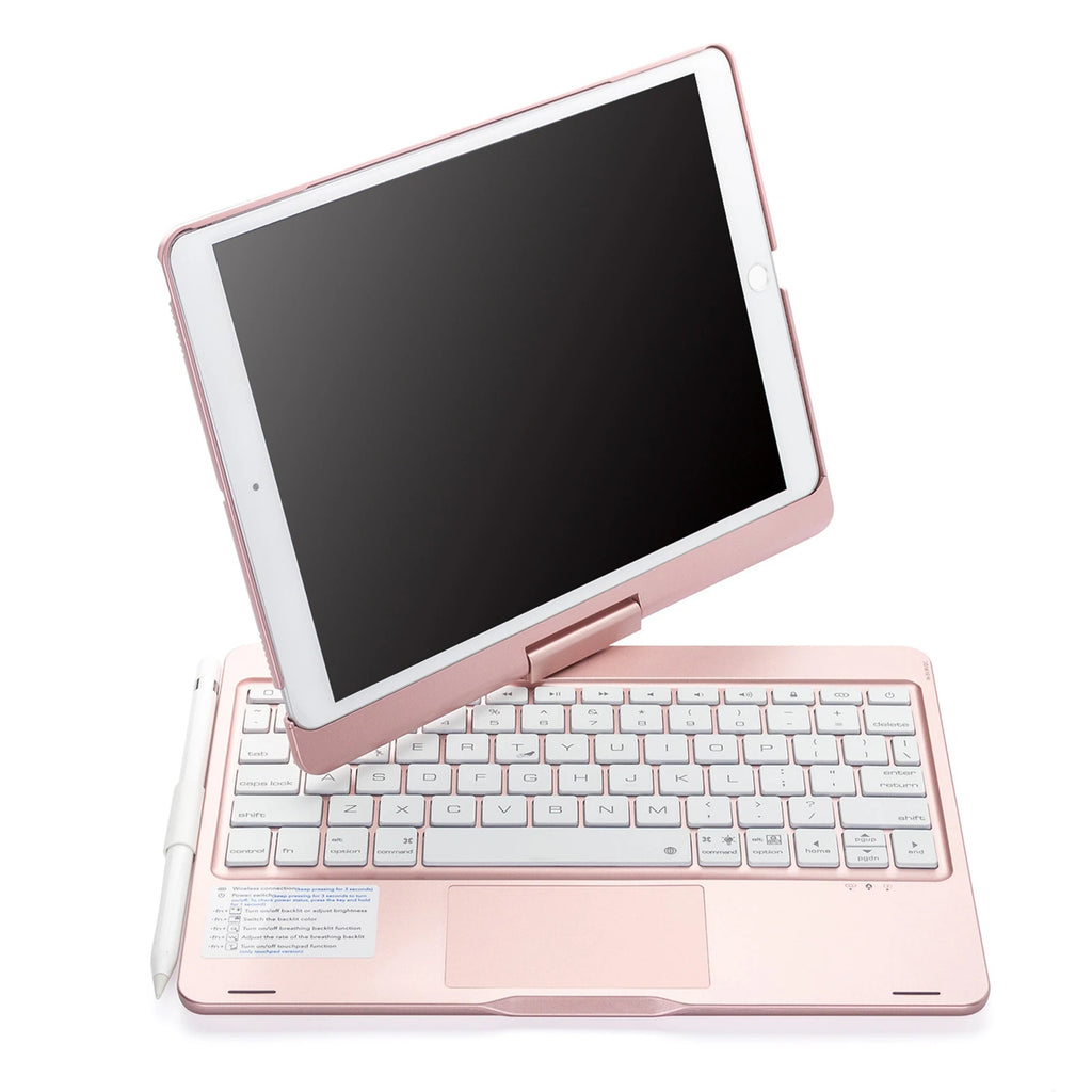 360 Grad drehbare BT-Tastatur für wiederaufladbare kabellose Tastatur und Maus mit 7-Farben-Hintergrundbeleuchtung für iPad 10,2/10,5 Zoll