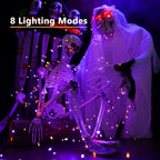 10–120 m Kupferdraht-Lichterketten, Halloween, lila und orange, 8 Modi, für den Außenbereich, Straßenbeleuchtung, Weihnachtsgirlande, Partydekoration