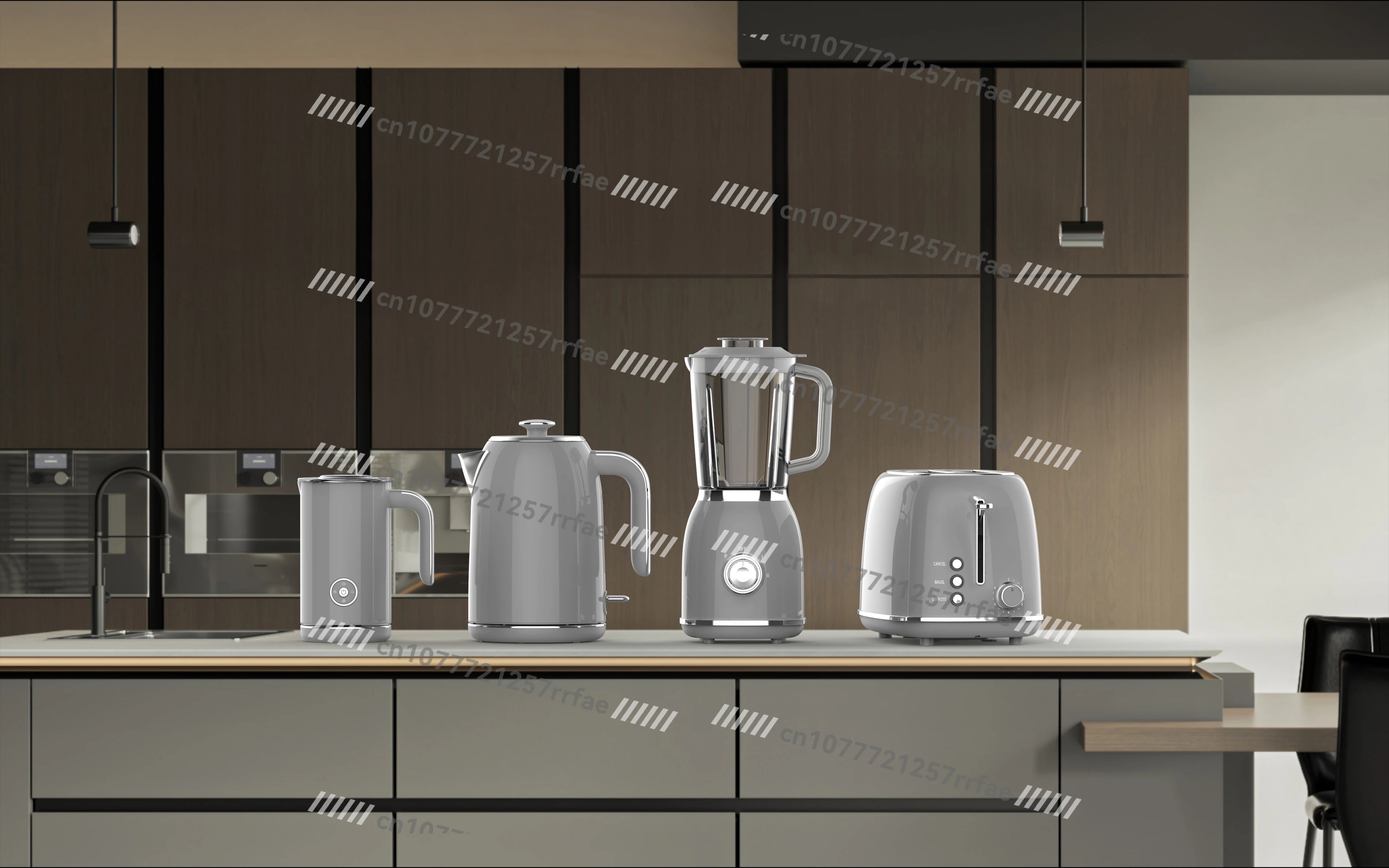 Kaffeemaschine Haushaltsgeräte Set Retro Toaster Edelstahl Elektrische Kaffeemaschine und Toaster Set