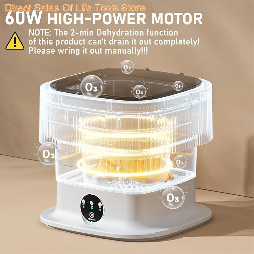 60 W tragbare faltbare Waschmaschine mit rotierenden vollautomatischen Mini-Unterwäsche-Socken 11 l Haushalts-Zentrifugalwaschmaschine