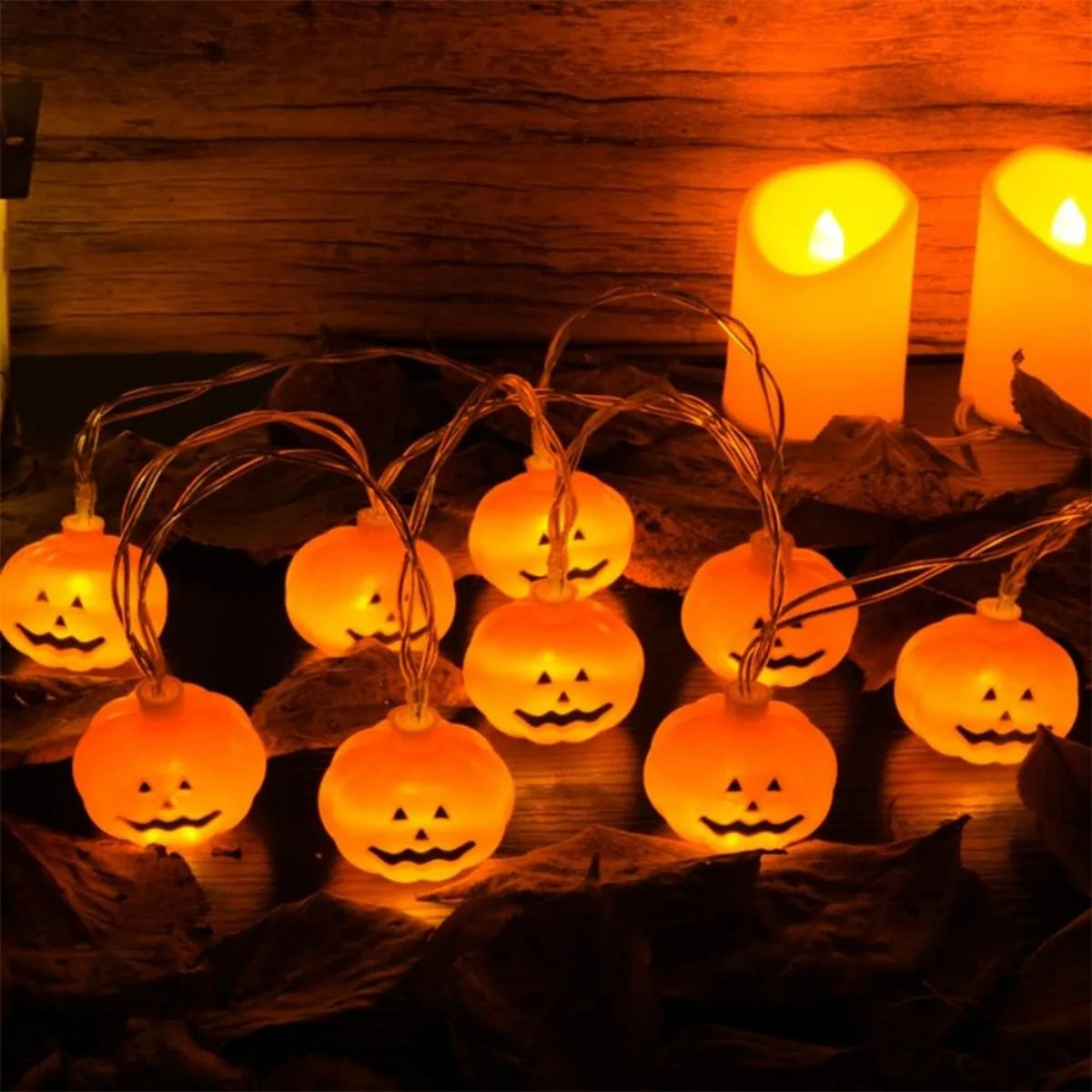 Halloween 3D-Kürbis-Lichterkette – Warmweiße LED-Deko | 1,5m / 3m