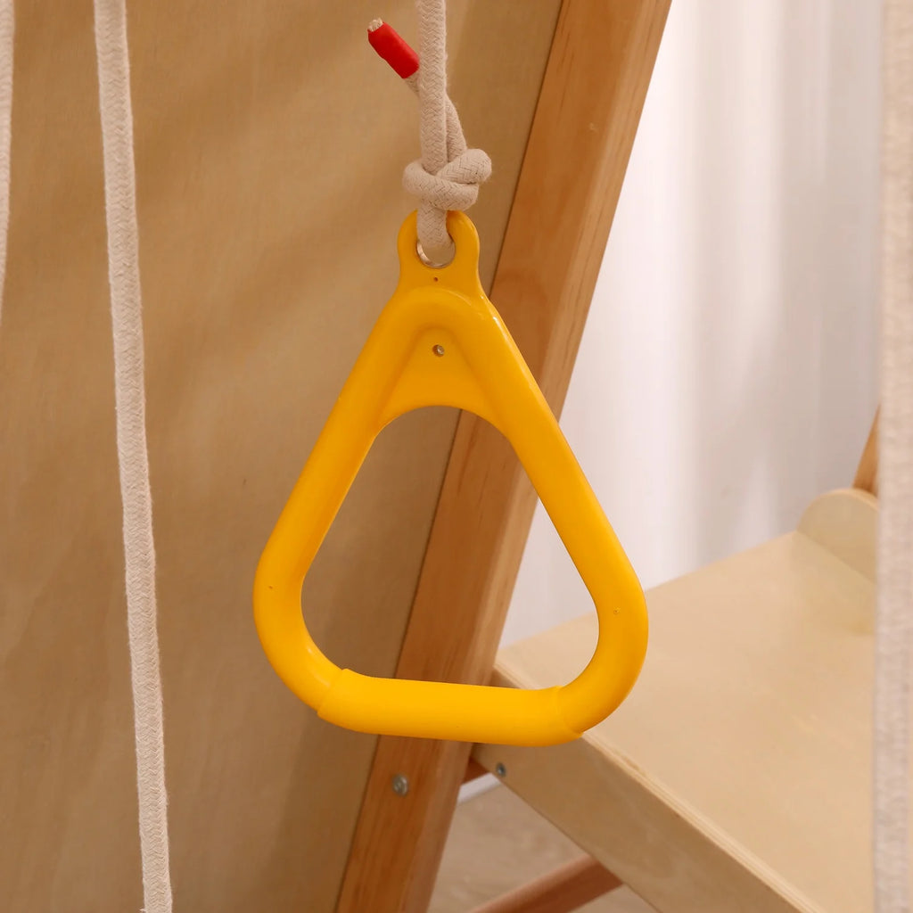 7-in-1 Multifunktionales Klettergerüst aus Holz mit Rutsche und Schaukel, Kletterleiter/Netz/Steinen, Indoor-Spielplatzspielzeug für Kinder ab 3 Jahren