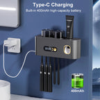 Tragbarer Zahnbürsten-Sterilisator, kabellose Zahnbürste, UV-Sterilisation, wiederaufladbarer, an der Wand montierter elektrischer Zahnbürsten-Trocknerhalter