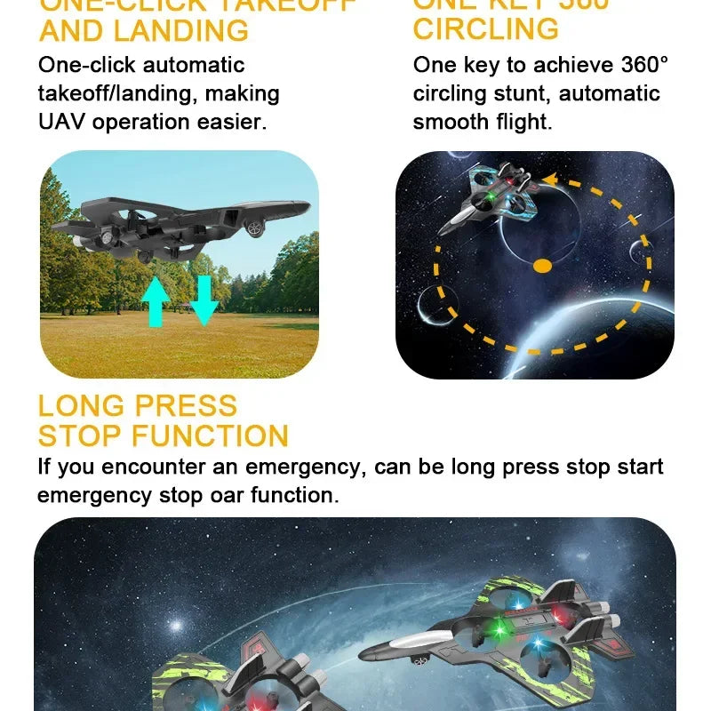 Fernbedienung Flugzeug V17 Jet Fighter Stunt Rc Flugzeug 360 °   Kreisendes ferngesteuertes Kampfflugzeug-Modellspielzeug mit LED-Leuchten