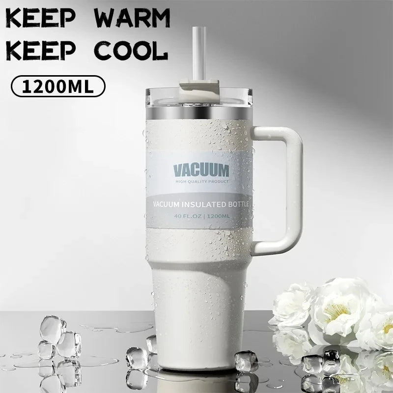 40-Unzen-Autobecher, isolierter Strohbecher aus Edelstahl 304, Eisbecher, Auto-Wasserbecher