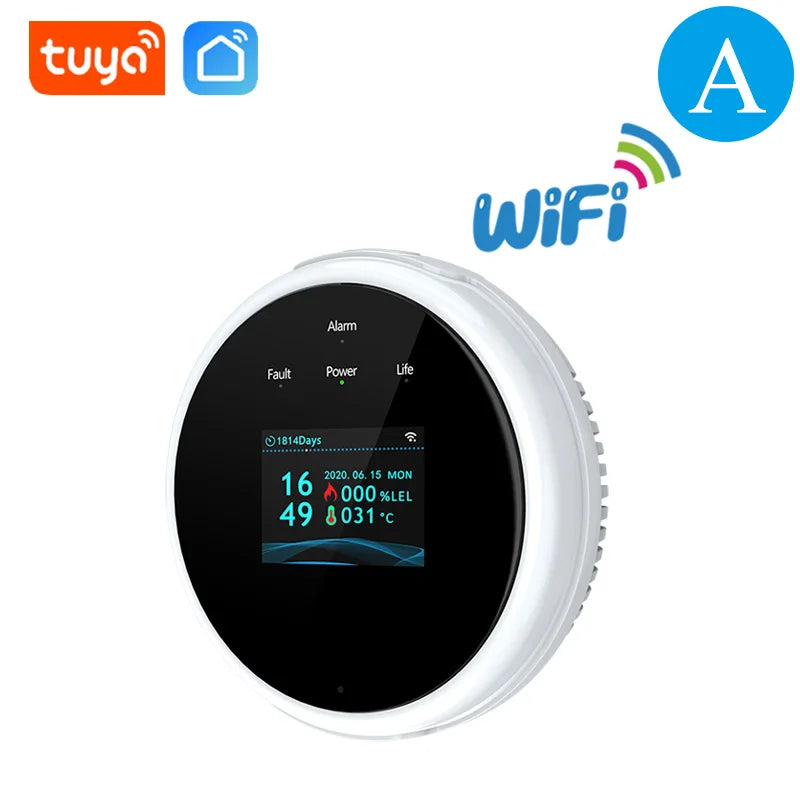 Tuya WiFi gas detector for home LPG natural gas leak alarm LED display, leak sensor, smart life app control