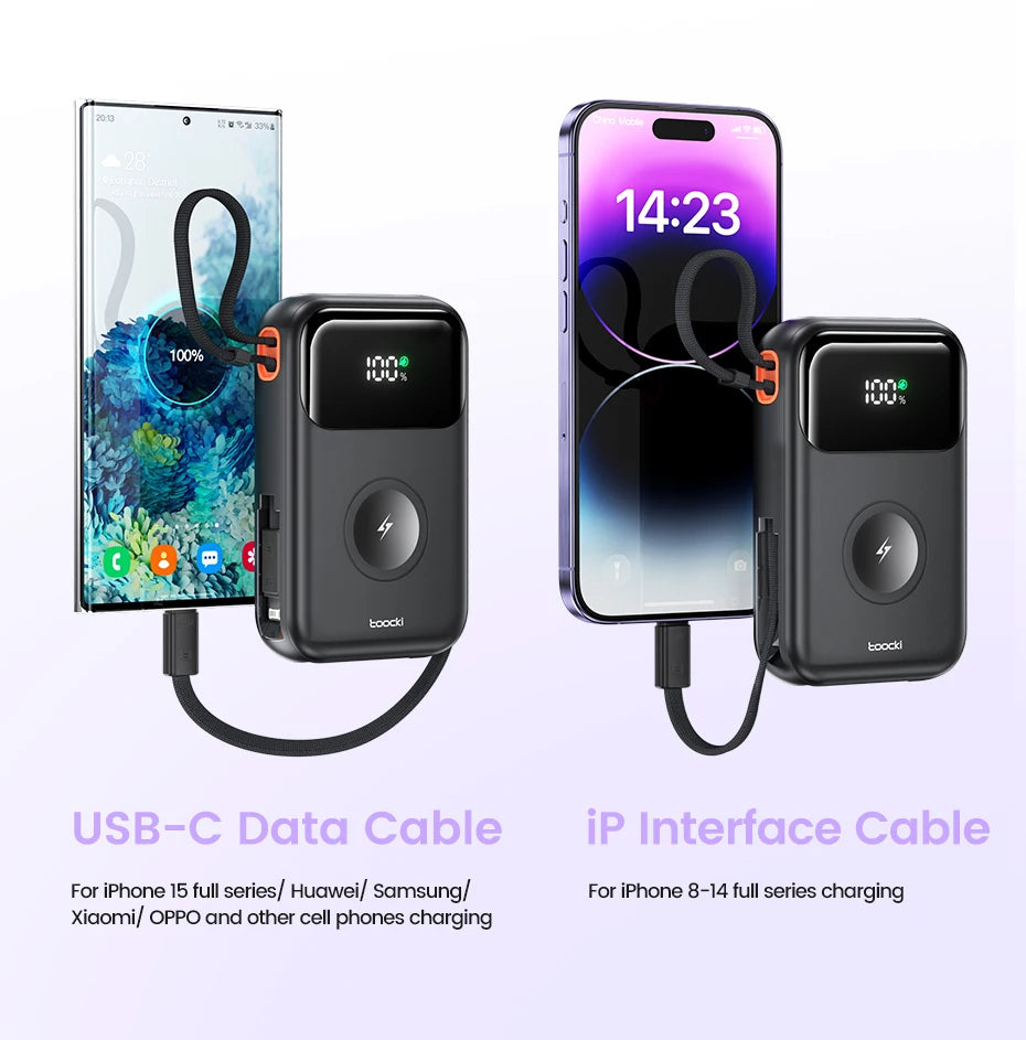 Toocki PowerBank 10000 mAh Tragbare PD 22,5 W Schnelllade-Powerbank für iPhone 16 15 14 13 12 Apple Watch Mobile Externer Akku