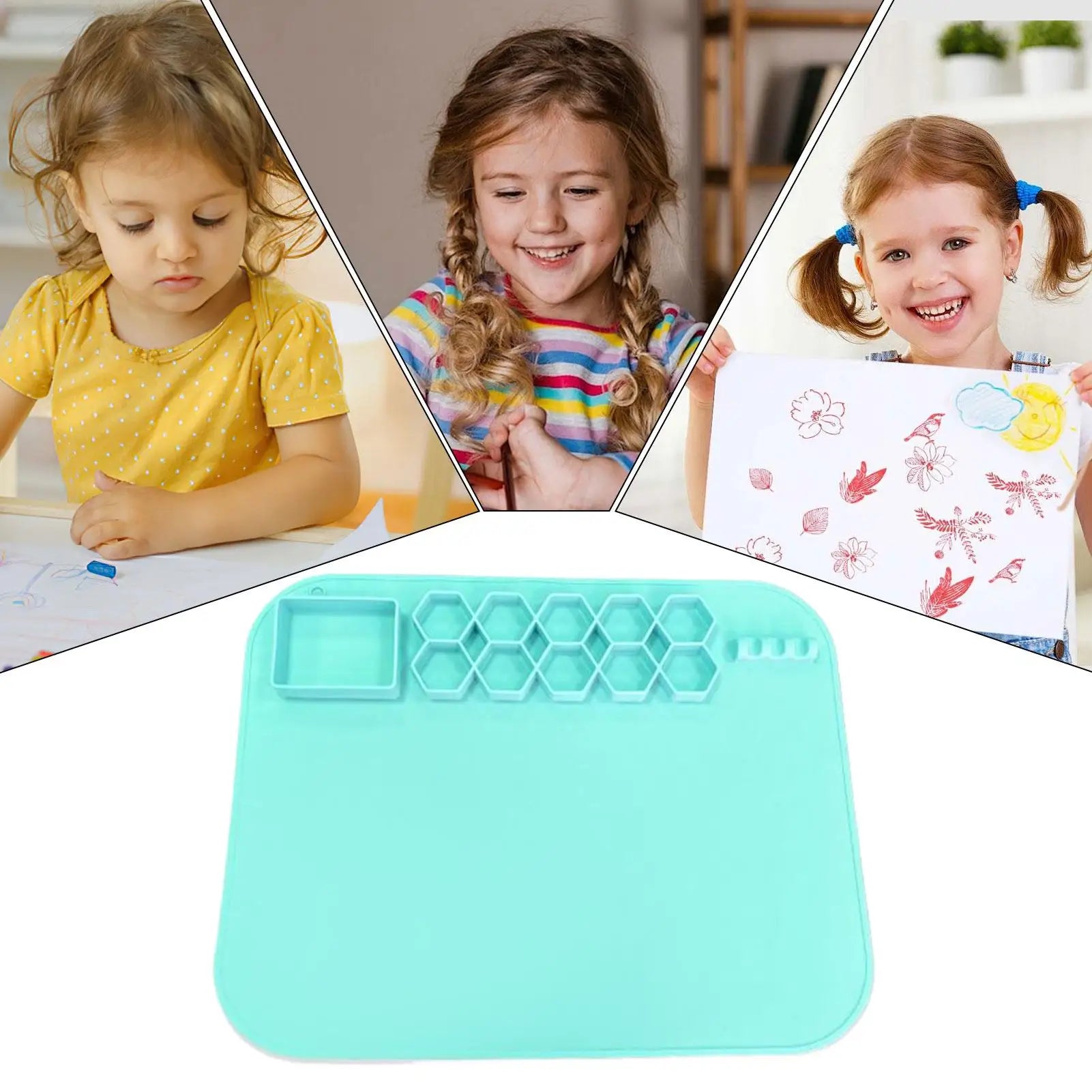 Silikon-Malmatte 40×50cm – Rutschfest, antihaftend, waschbar, für Kinder & Künstler, Weiß oder Mintgrün