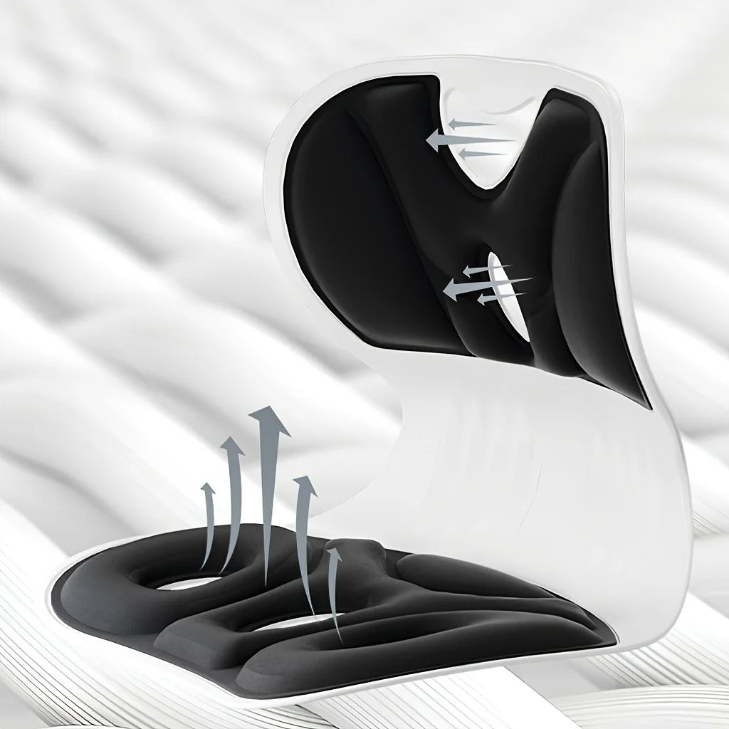 1 Stück ergonomisches Lendenwirbelstützkissen, Anti-Ermüdungs-Rückenkissen, atmungsaktiv mit waschbarem Nylonbezug, vielseitig einsetzbar