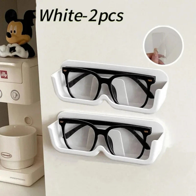 Brillen-Organizer Wandhalter – Selbstklebend, Ohne Bohren, 17,5×3,5×5,8cm | Sonnenbrille & Brille | Weiß, Grau & Transparent