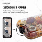 Bambus-Schneidebrett mit transparenter Schlossabdeckung für Haushalt, Kochobst, Schneidebrett, Restaurant, Salat, Dessert, Obstteller