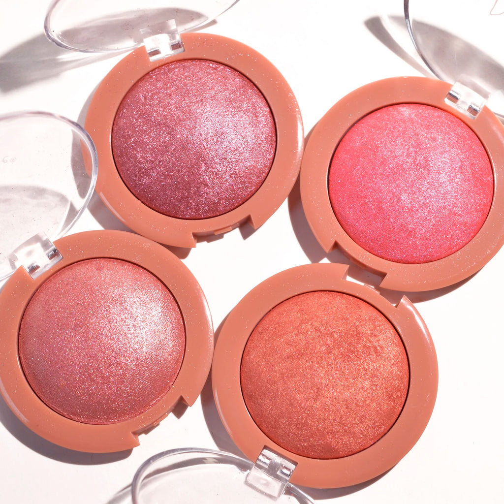 4-Farben-Highlighter, perlmuttartig, gebacken, aufhellendes Rouge, Puder, Wangentönung, Rouge, Kontur-Highlighter, Gesichtsschatten, Schimmer-Rouge