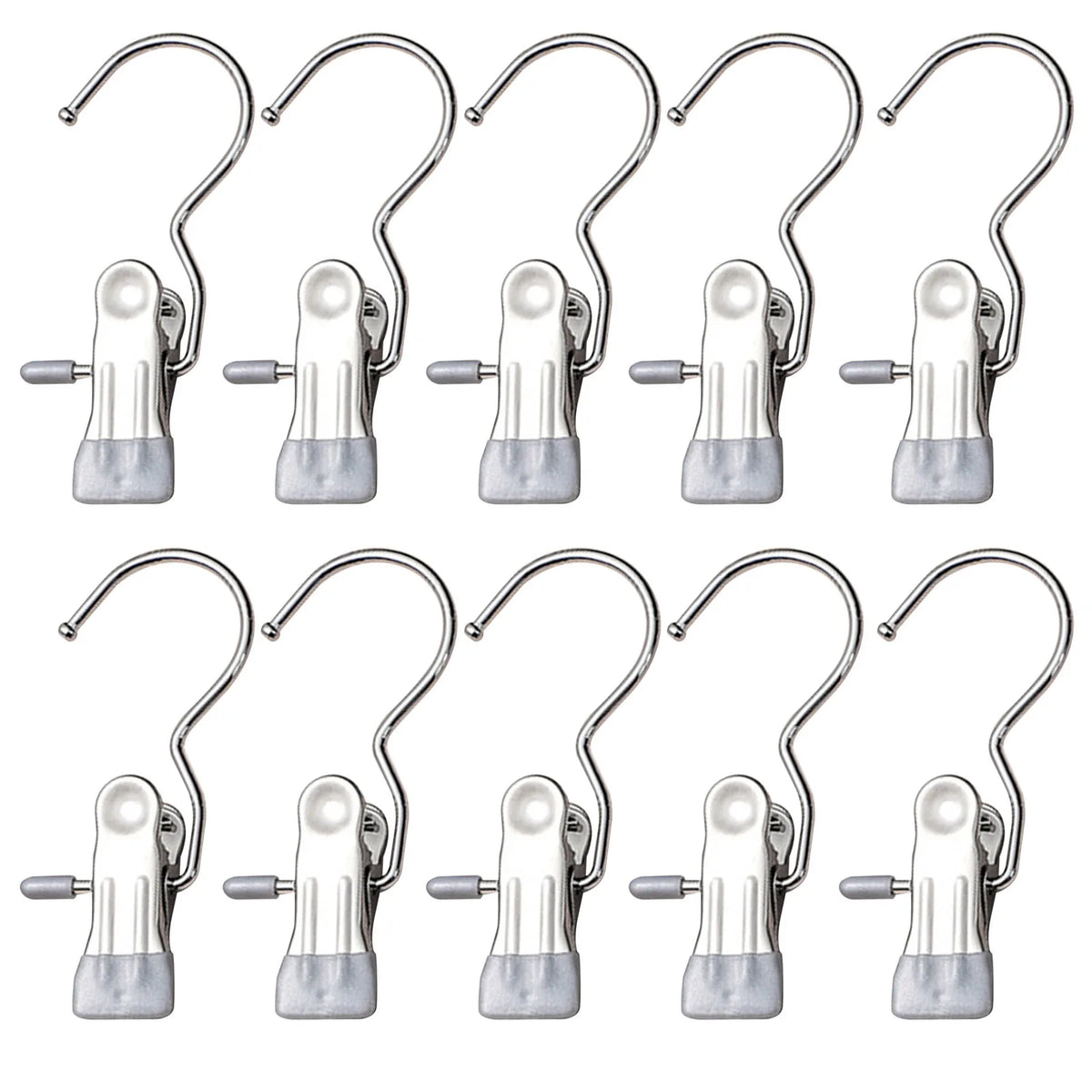 Edelstahl-Wäscheklammern mit Haken (10 Stück) – Kleidungsclips für Kleiderbügel & Schrank