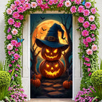 Event-Banner, bunter Druck, Kürbis-Laternen-Banner, Kürbis-Banner, Halloween-Party, Feiertagsfeier, gruselige Tür-Banner-Abdeckung
