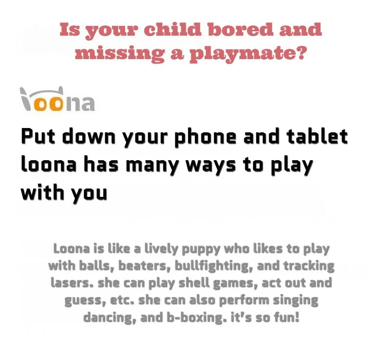 Loona Smart Pet Robot Niedlicher AI-Roboter, emotionale Roboter, interaktive Sprachsteuerung, Gestensensoren, Heimüberwachung, mehrsprachige Unterstützung K