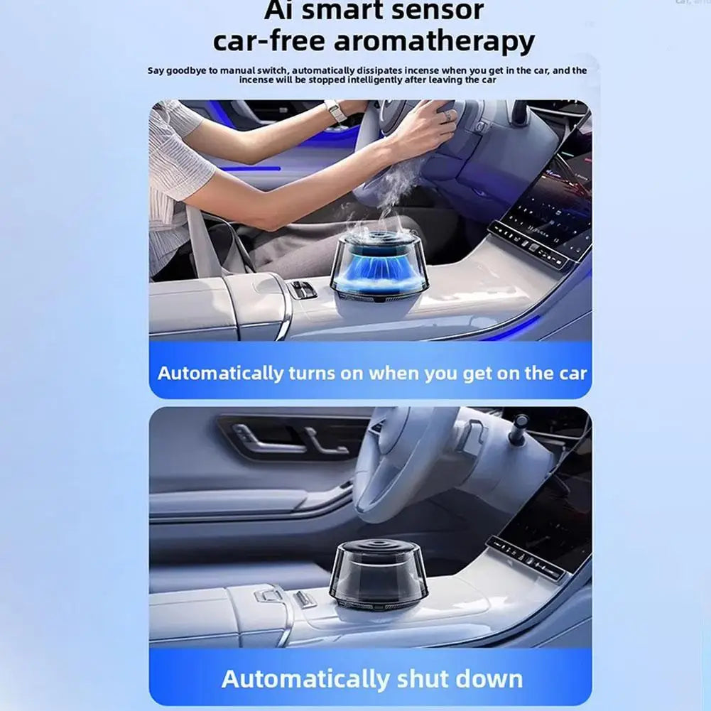 Snow Mountain Smart Car Duftdiffusor, wiederaufladbarer Luftdiffusor, Auto-Lufterfrischer, Wolkennebel mit RGB-Licht, Auto-Innenraum